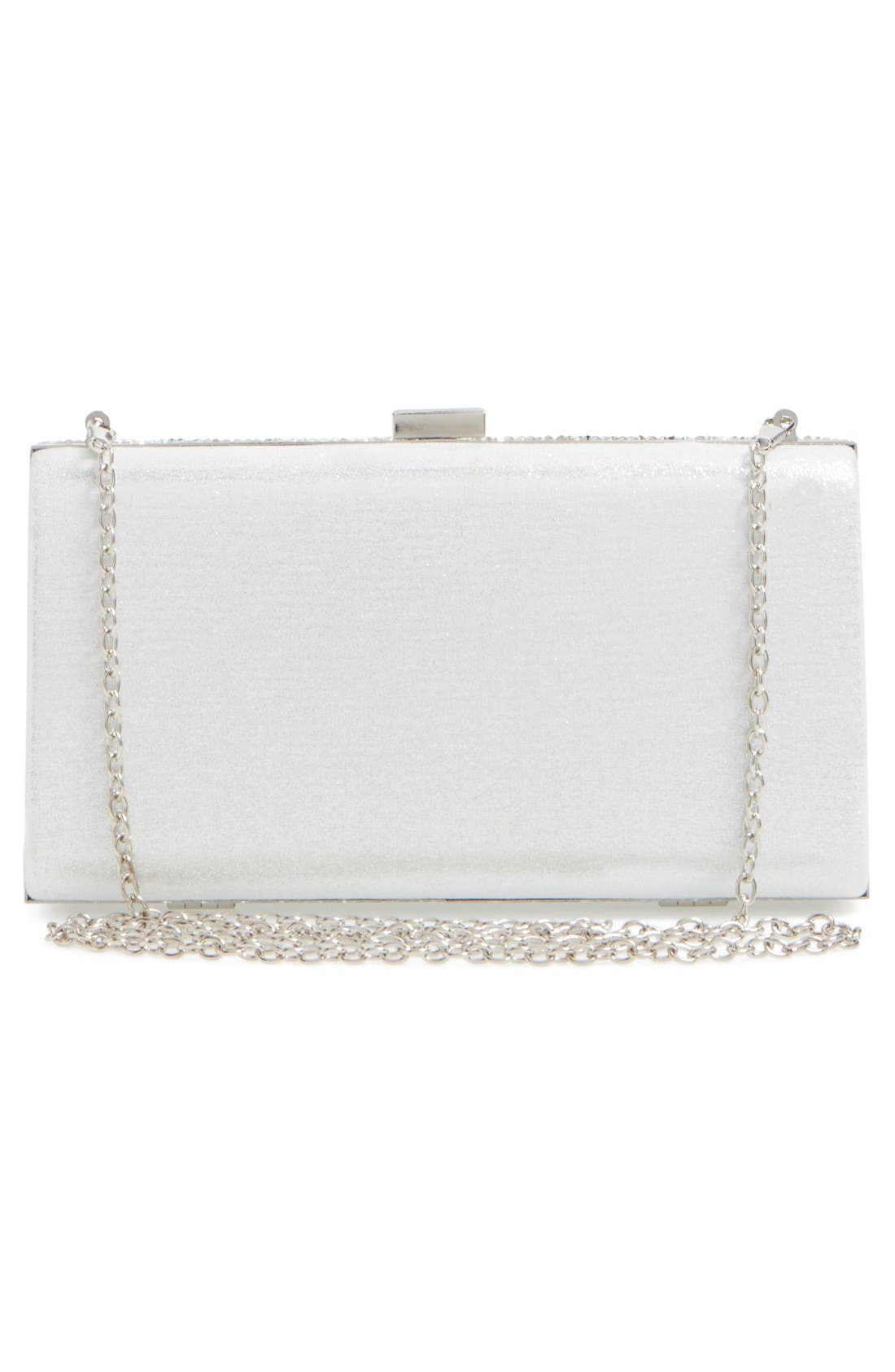 'Mayanna' Crystal Embellished Minaudiere, Alternate, color, SILVER
