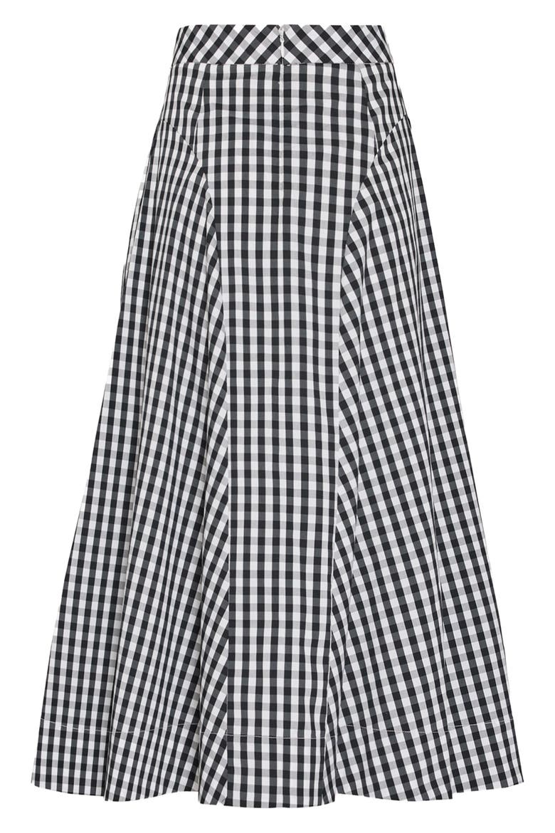 Robin Gingham Midi Skirt, Alternate, color, BLACK/ WHITE