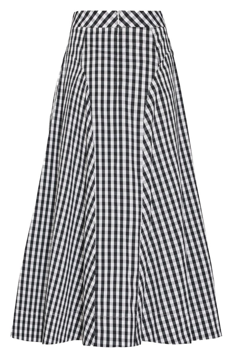 Milly Robin Gingham Midi Skirt, Alternate, color, Black/ White
