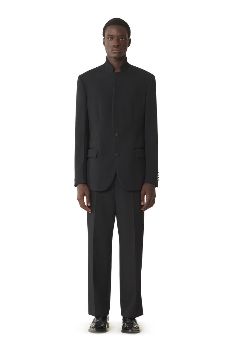 Black Wool Jacket With Stand-Up Collar, Main, color, Black