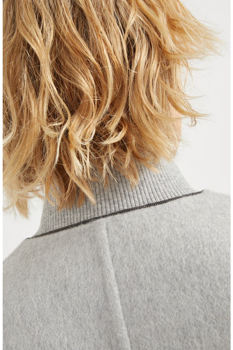 Hand-crafted bomber jacket in cashmere beaver double cloth with monili, Alternate, color, Medium Grey