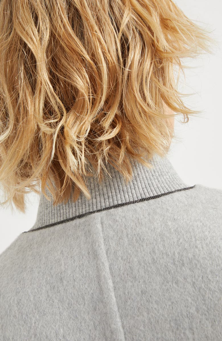 Brunello Cucinelli Hand-crafted bomber jacket in cashmere beaver double cloth with monili, Alternate, color, 