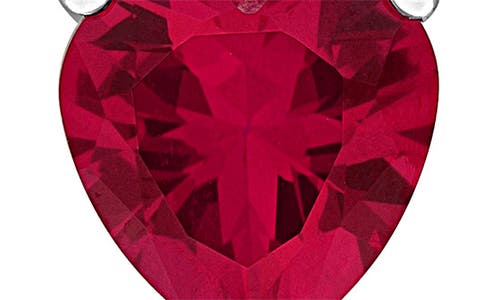 Delmar Sterling Silver Lab Grown White Sapphire & Ruby Heart Drop Earrings In Red