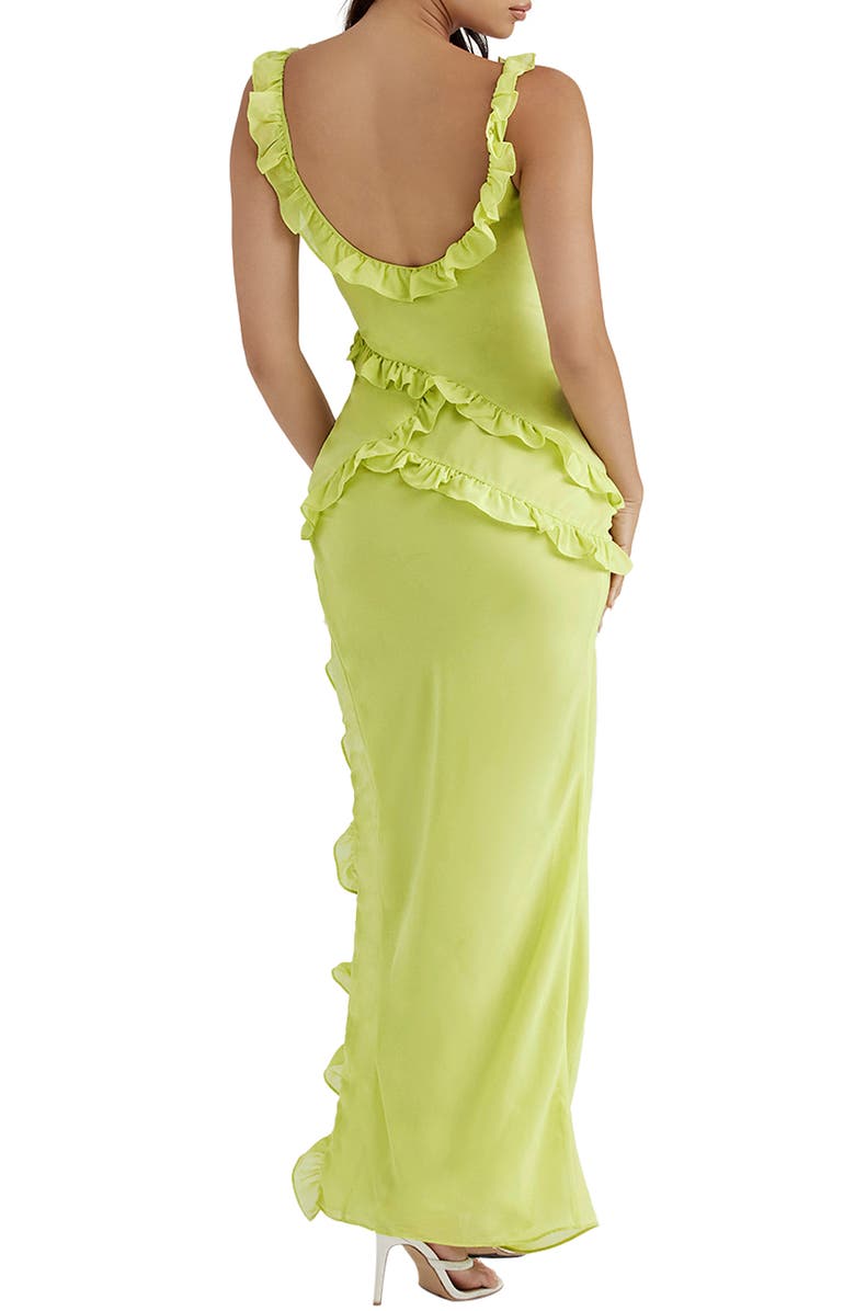 HOUSE OF CB Pixie Ruffle Georgette Body-Con Cocktail Dress, Alternate, color, Lime