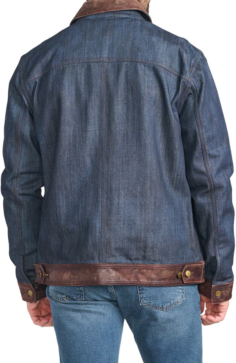 FLYNT Leather Trim Denim Jacket, Alternate, color, Denim Blue