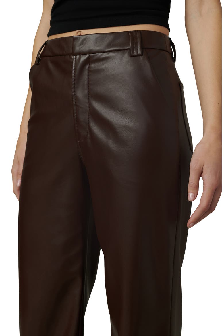 The Mia High Waist Faux Leather Wide Leg Jeans, Alternate, color, COFFEE BEAN