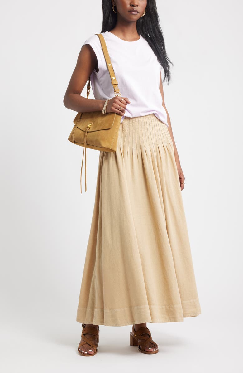 Treasure & Bond Pleat Accent Linen Blend Maxi Skirt, Alternate, color,