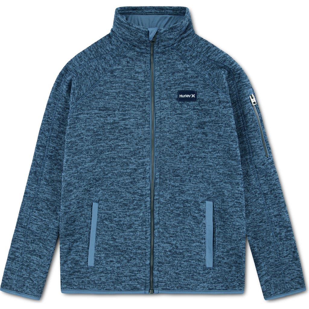 Hurley Kids' Heathered Full Zip Fleece Jacket In Blue