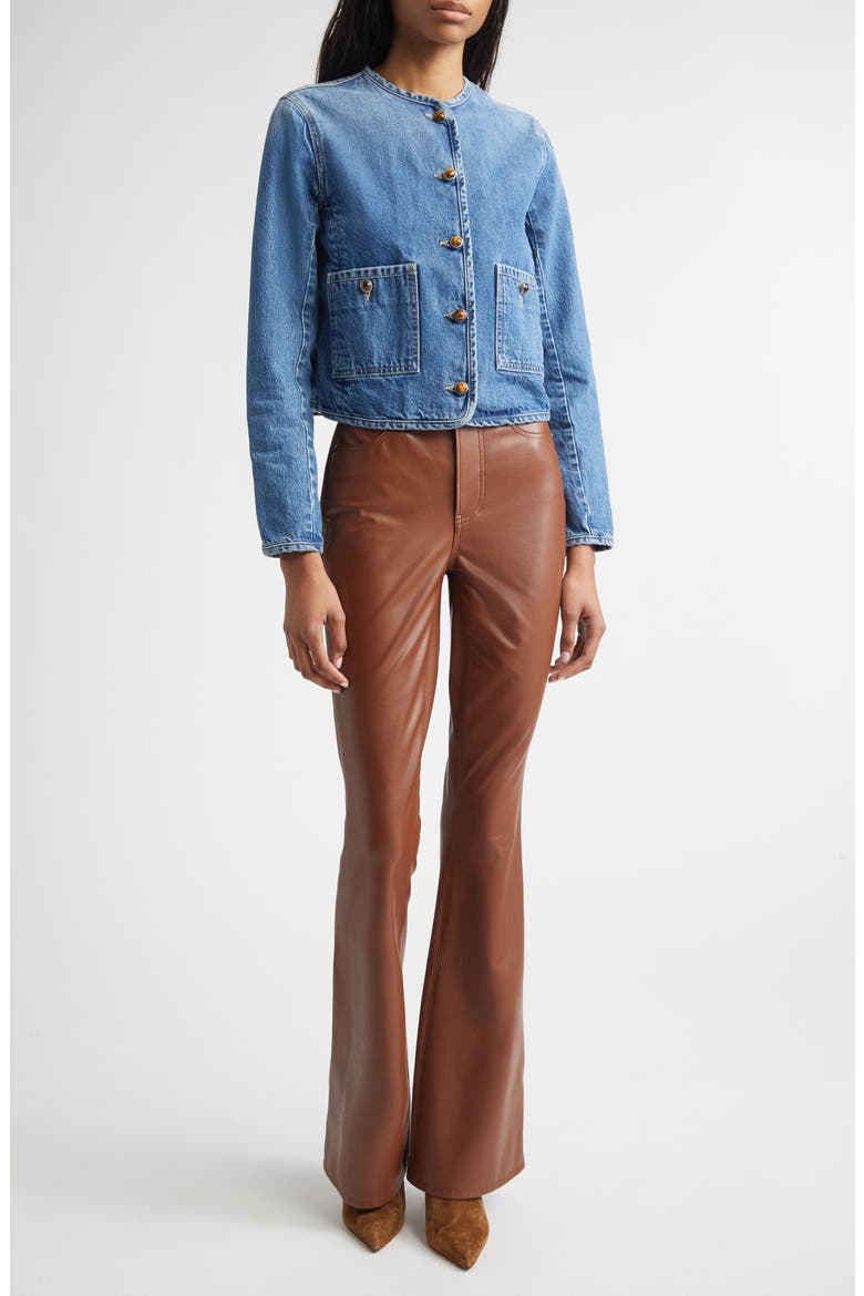 Beverly High Waist Skinny Flare Faux Leather Jeans, Alternate, color, MAHOGANY