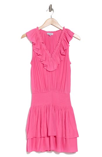 Ramy Brook Carson V-neck Minidress In Bright Raspberry