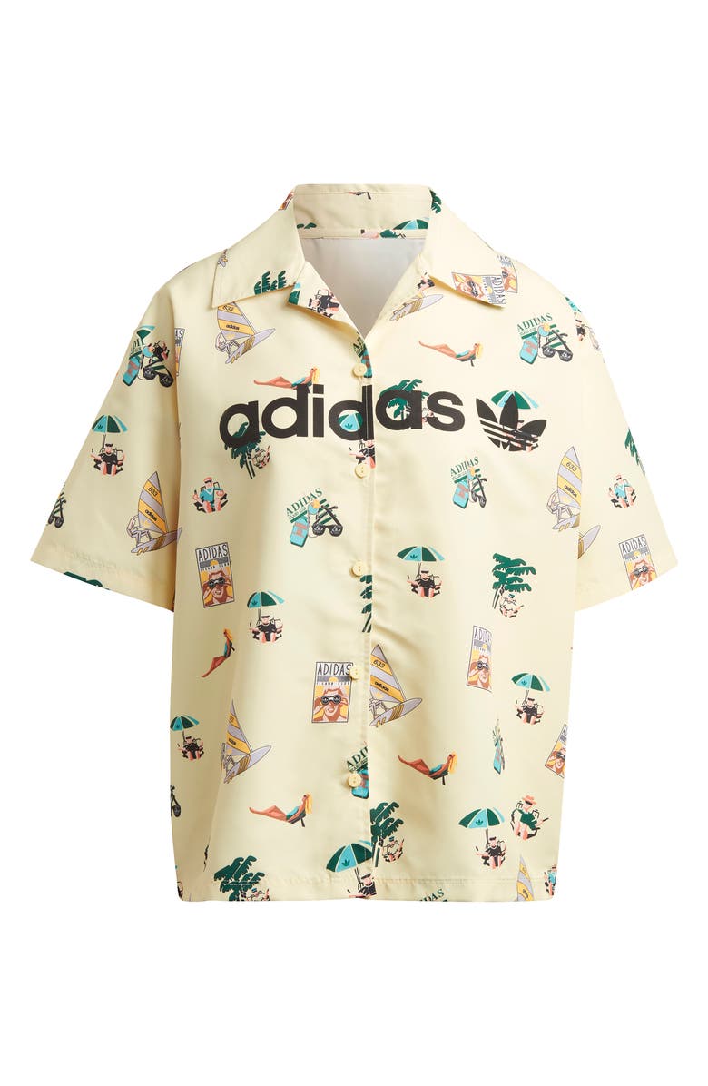 adidas Originals Oversize Short Sleeve Button-Up Shirt, Alternate, color, 