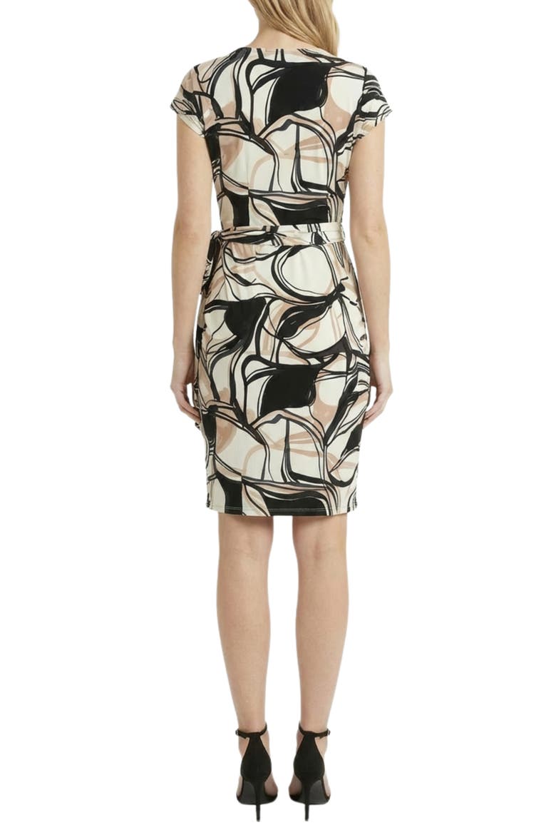 Print Wrap Dress, Alternate, color, IVORY/ MOCHA