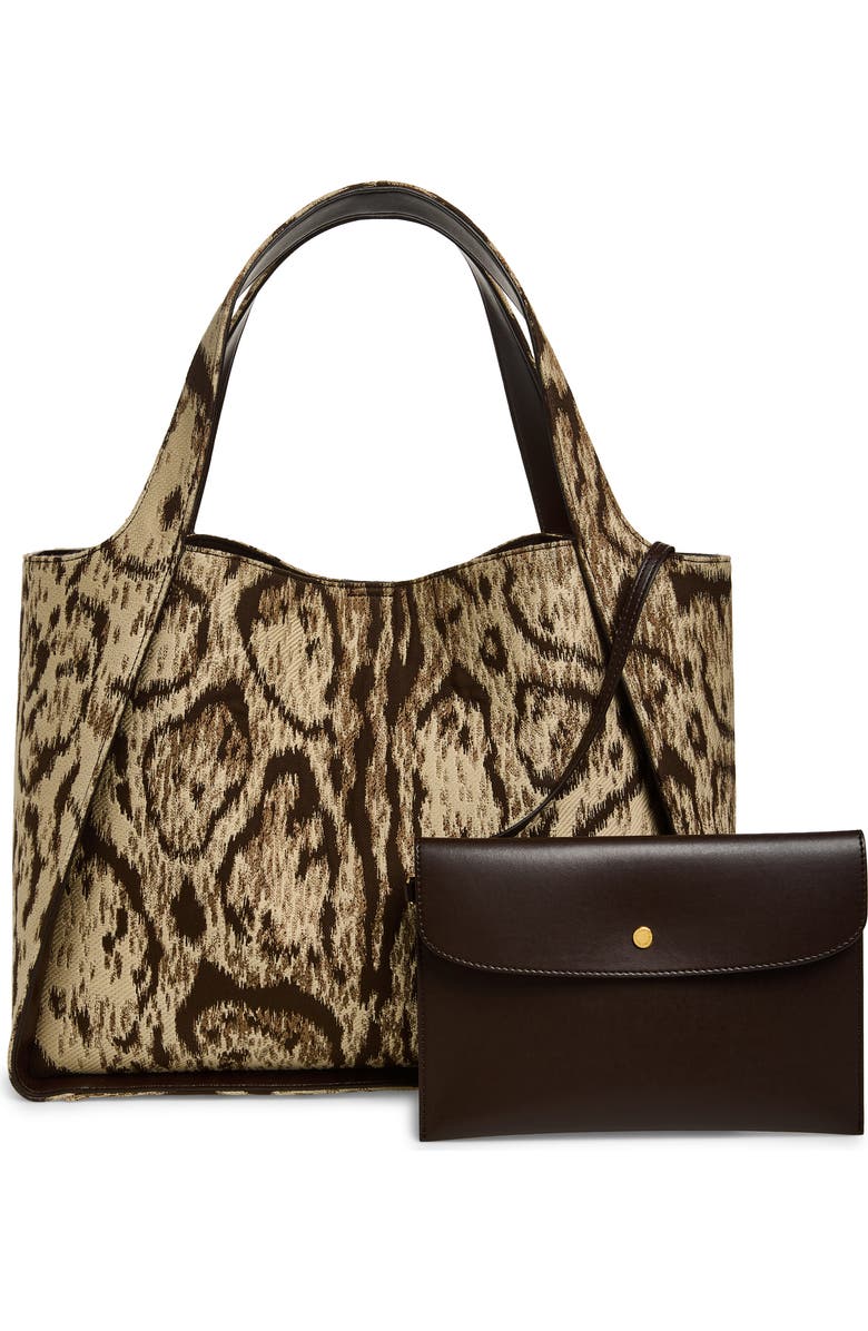 Stella McCartney Logo Clouded Leopard Tote, Alternate, color, Multicolor Brown