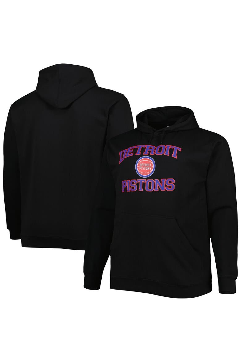 Men's Black Detroit Pistons Big & Tall Heart & Soul Pullover Hoodie, Alternate, color, Black