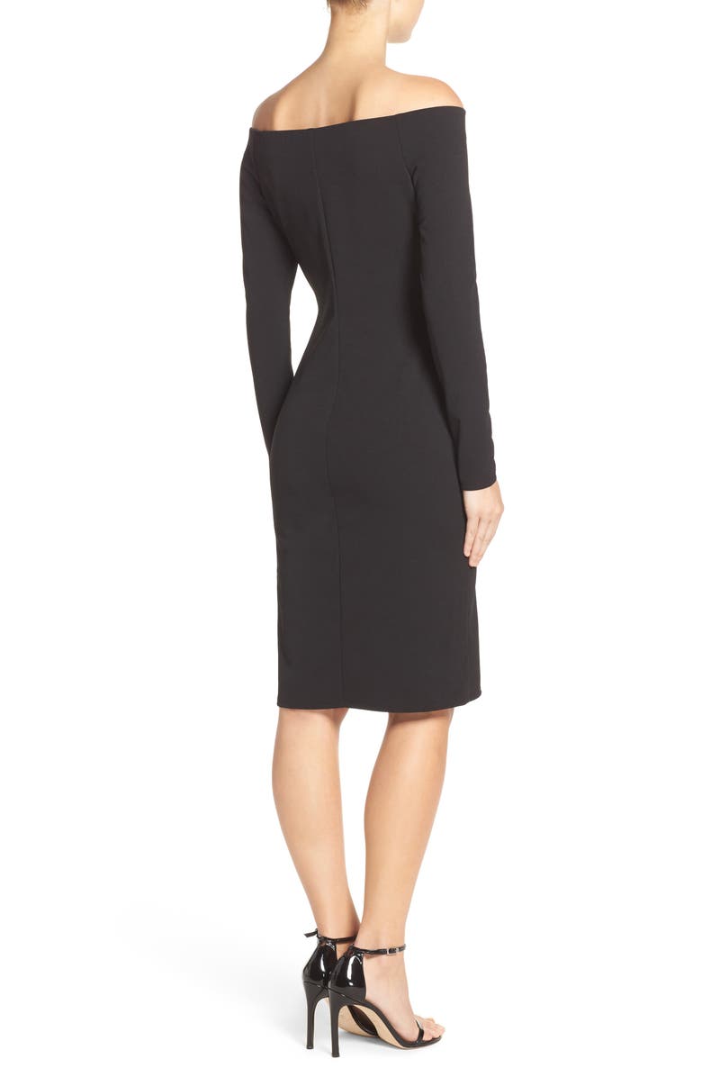 Eliza J Off the Shoulder Scuba Sheath Dress, Main, color,