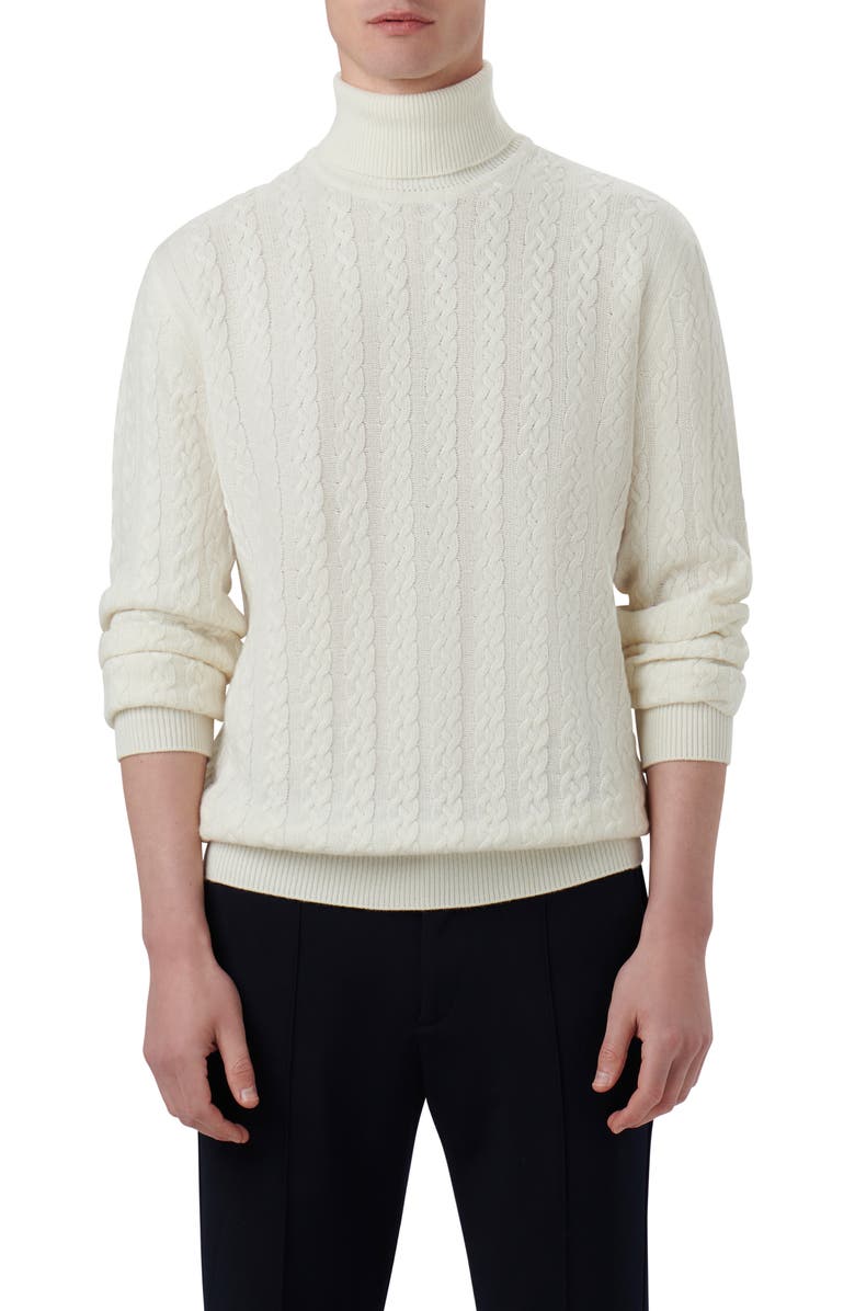 Bugatchi Cabled Turtleneck, Main, color, Chalk