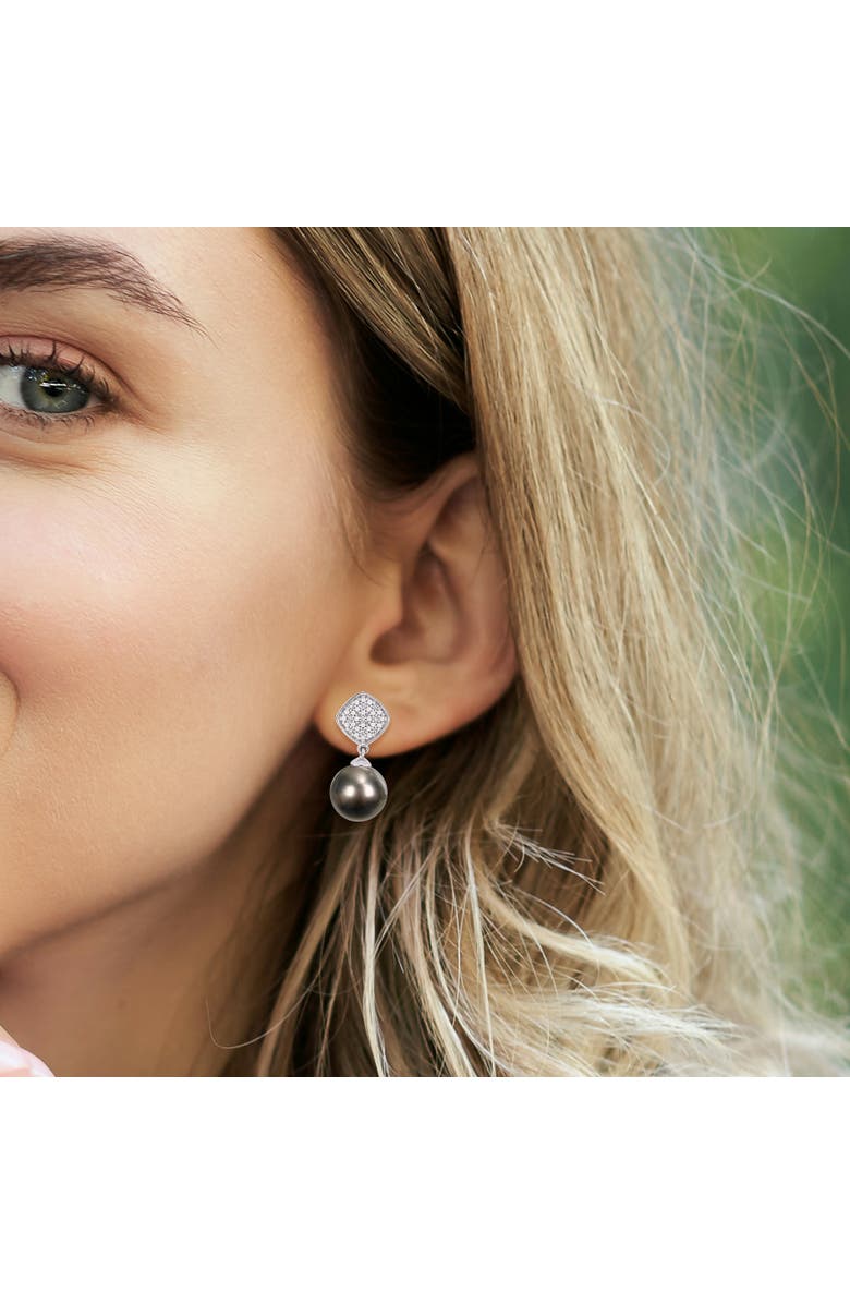 Julianna B. Cultured Pearl & Diamond Square Drop Earrings 10k, Alternate, color, 