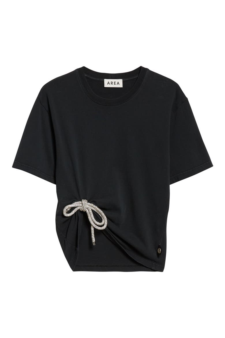 Crystal Bow T-Shirt, Alternate, color, WASHED BLACK