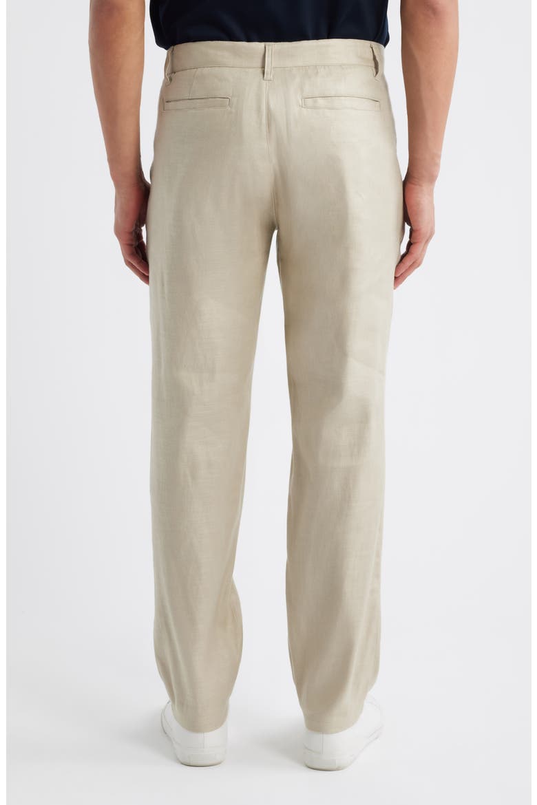 Slim Fit Pleated Linen Blend Pants, Alternate, color, TAN