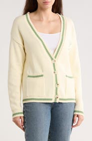 Bobeau Varsity Cotton Cardigan