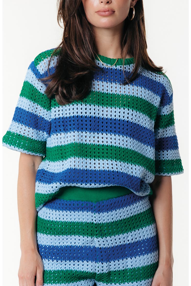Hope Crochet Stripe Top SS, Main, color, Multicolor