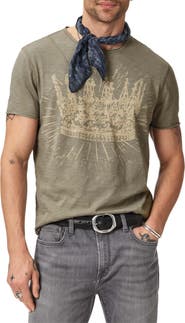 John Varvatos Raw Edge Shoulder Detail Graphic T-Shirt