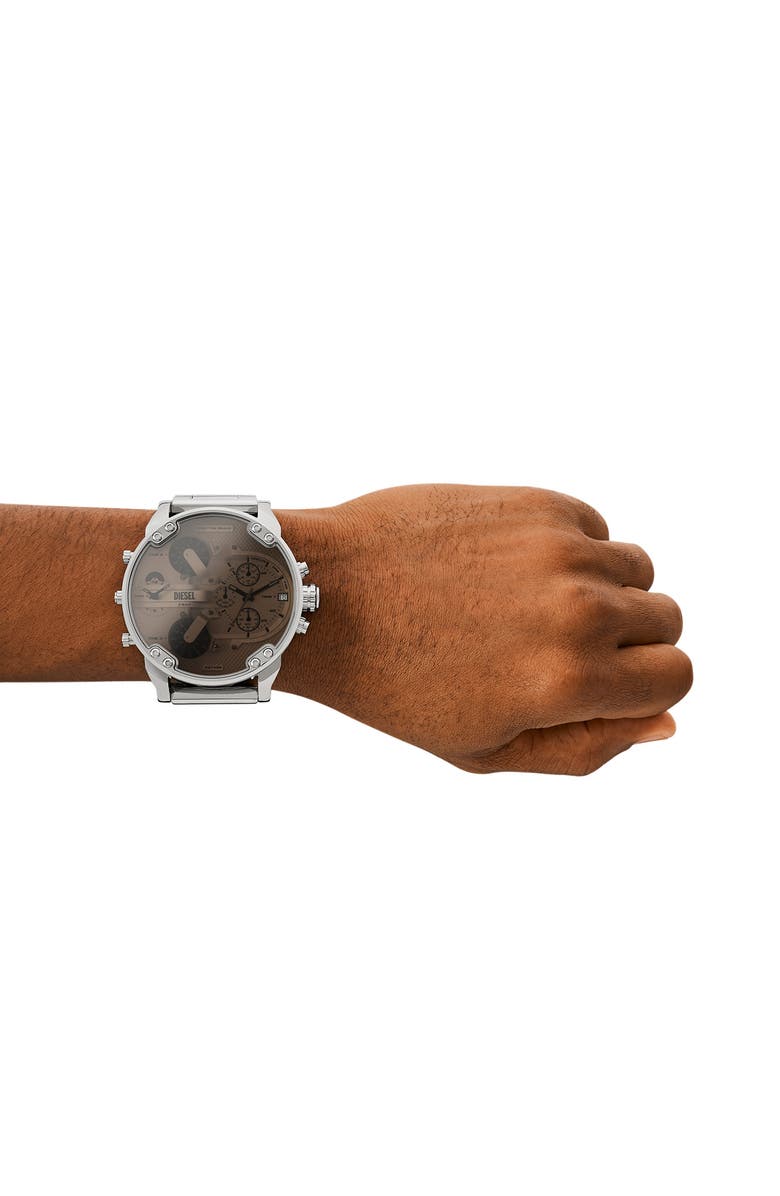 DIESEL<sup>®</sup> Mr. Daddy 2.0 Chronograph Quartz Bracelet Watch, 57mm, Alternate, color, Silver