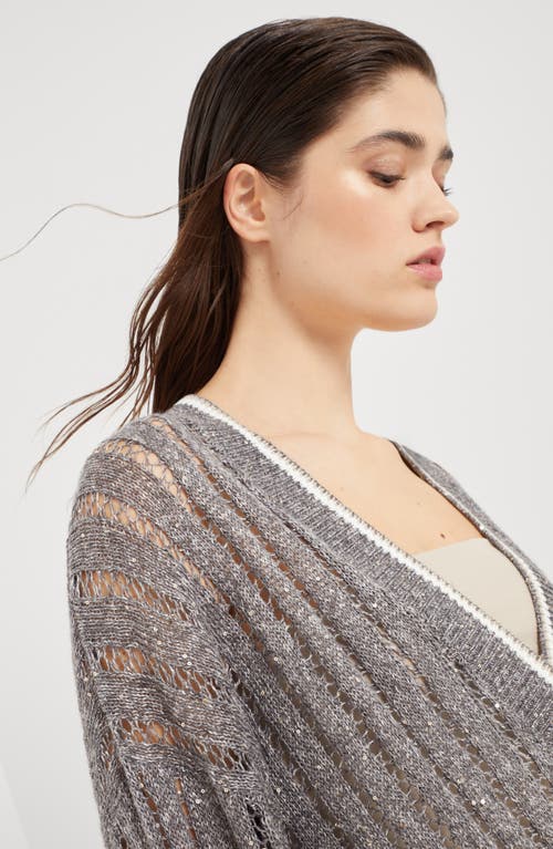 Shop Brunello Cucinelli Dazzling Cardigan In Medium Grey