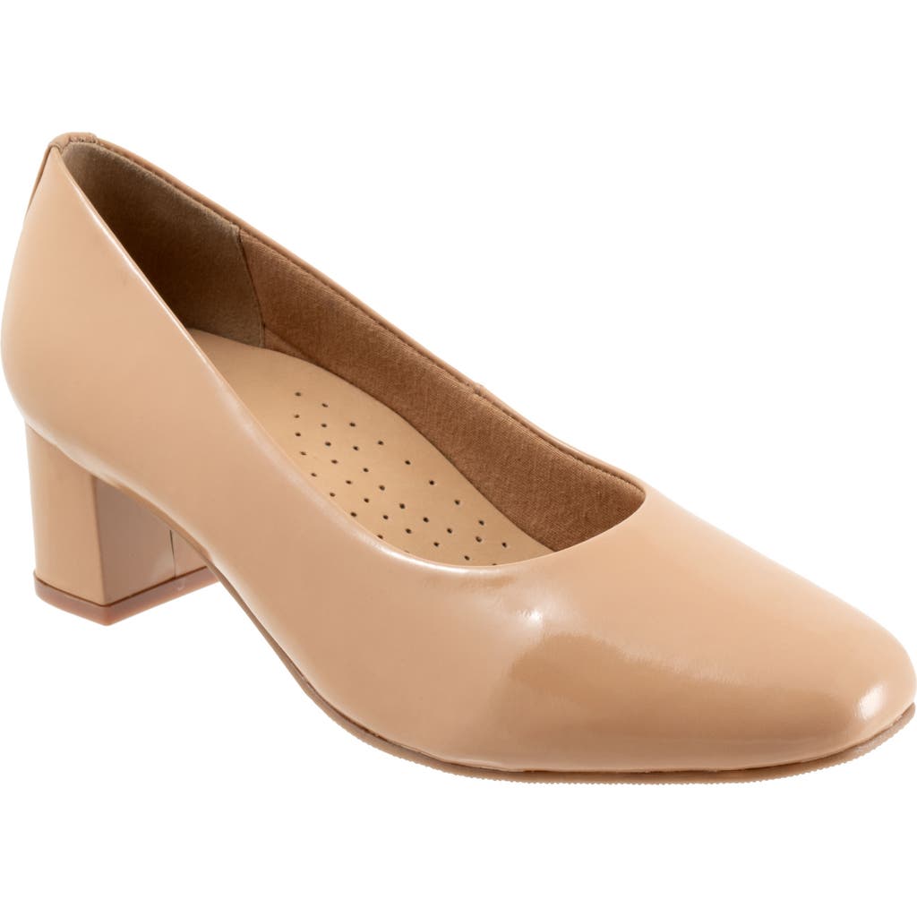 Trotters Daria Block Heel Pump in Beige Patent  product