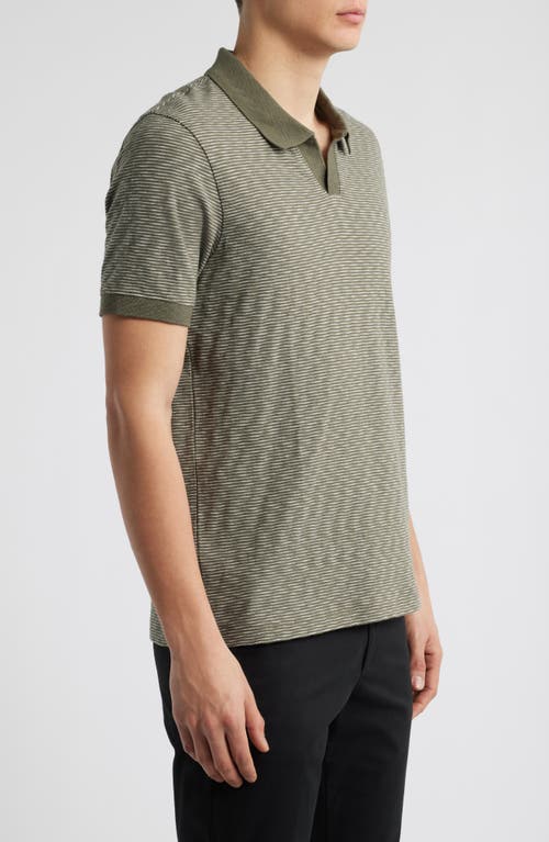 Vince Slub Jersey Johnny Collar Polo In Green