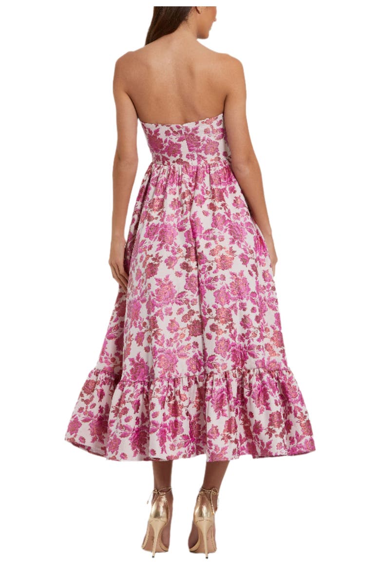Mac Duggal Floral Brocade Strapless A Line Midi Dress, Alternate, color, Pink Multi