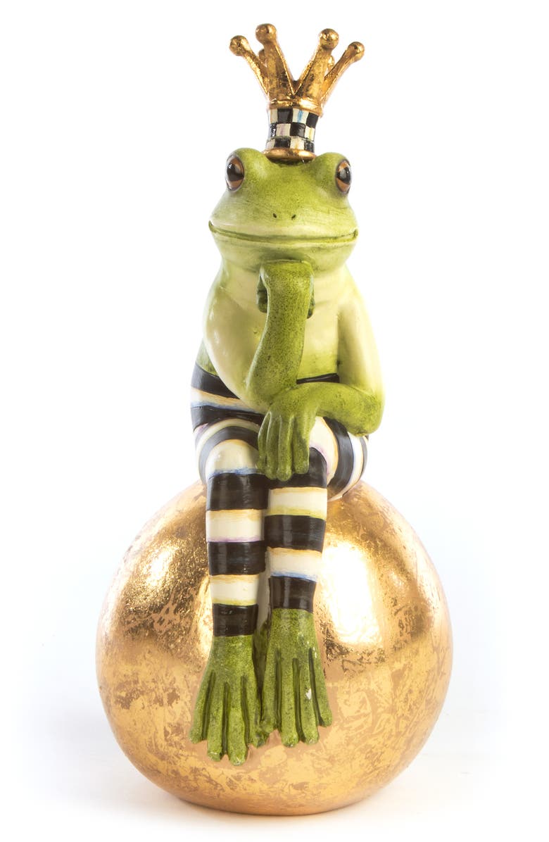 MACKENZIE CHILDS Fergal Frog on Ball Figurine, Alternate, color, Green