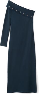 MANGO TEEN Asymmetric One-Shoulder Single Long Sleeve Stretch Cotton Body-Con Dress