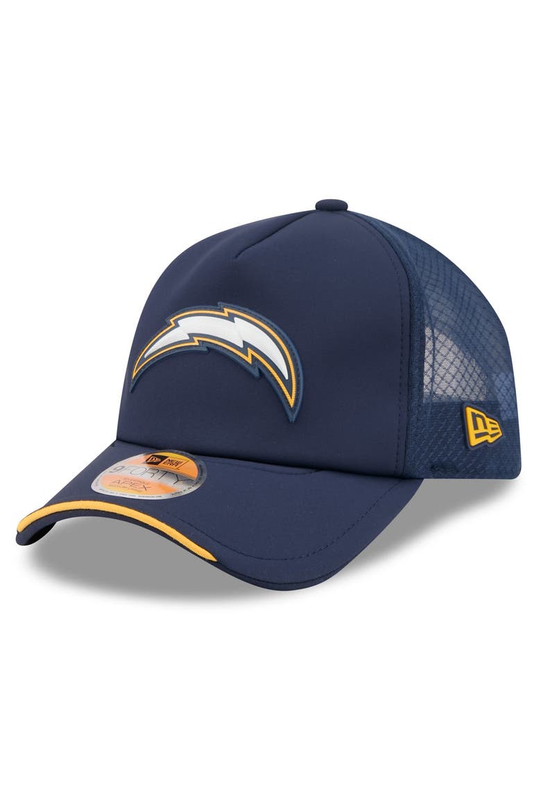Men's New Era Navy Los Angeles Chargers 2026 Sideline Apex 9FORTY Adjustable Trucker Hat, Main, color, Navy