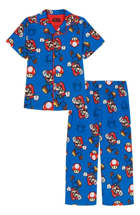 Kids' Super Mario Button Down Pajama Set