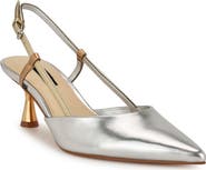 Nine West Rhonda Slingback Pointed Toe Kitten Heel Pump