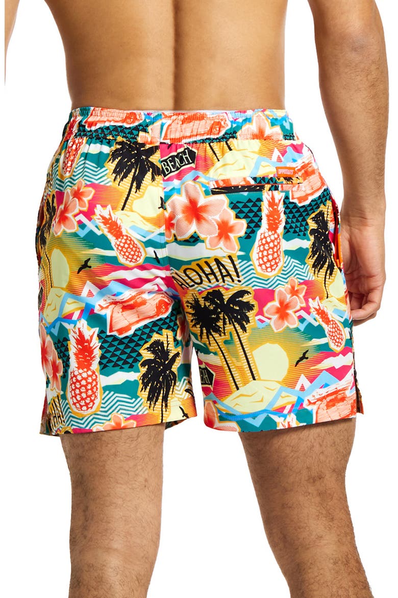 Aloha Hero Stretch Swim Trunks, Alternate, color, ORANGE