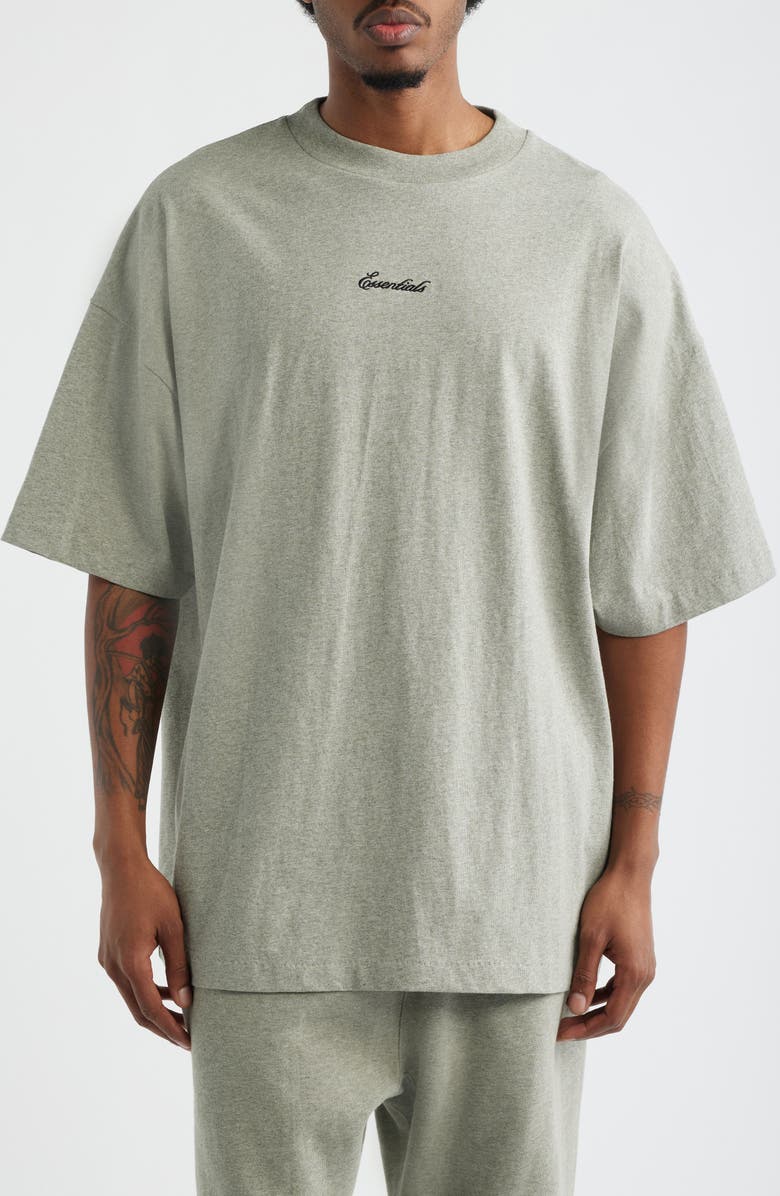 Fear of God Essentials Signature '90s Fit Logo T-Shirt, Main, color, Concrete Heather