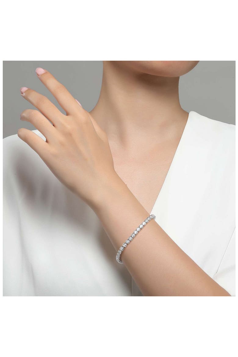 Love Simulated Diamond Tennis Bracelet, Alternate, color, SILVER/ CLEAR