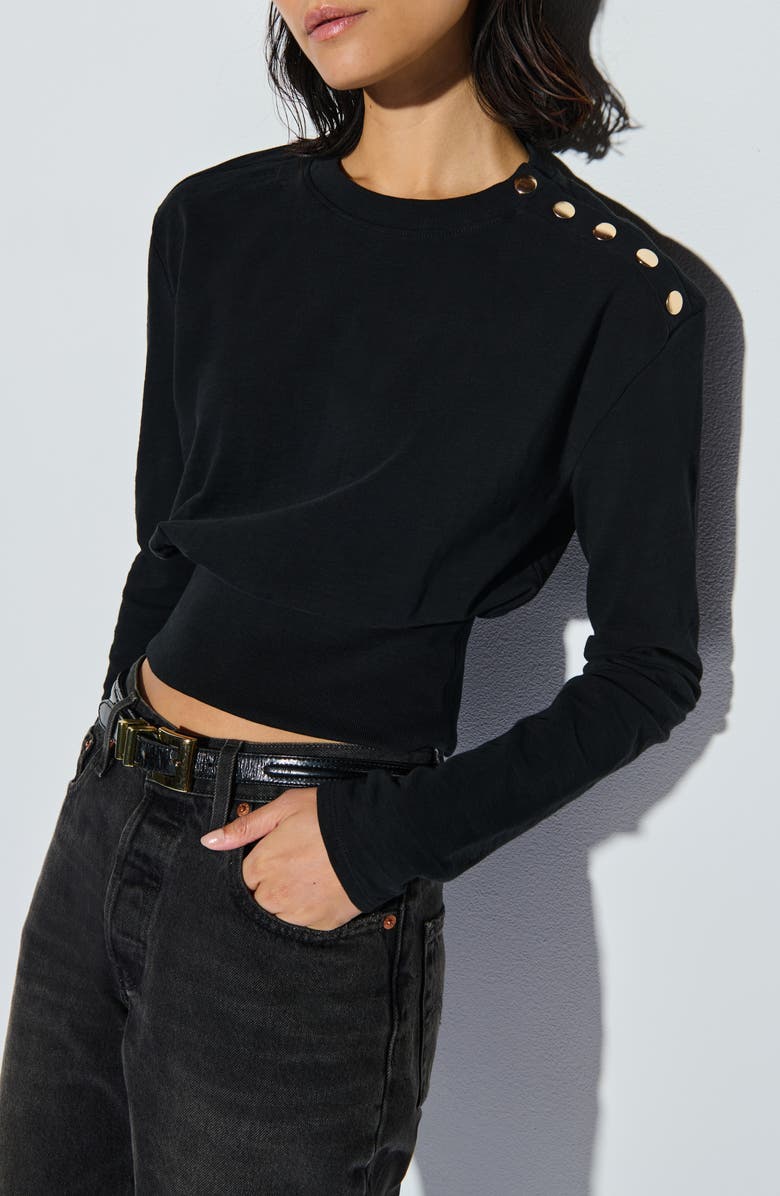 Nation LTD Monique Button Cotton Crop Top, Alternate, color, 