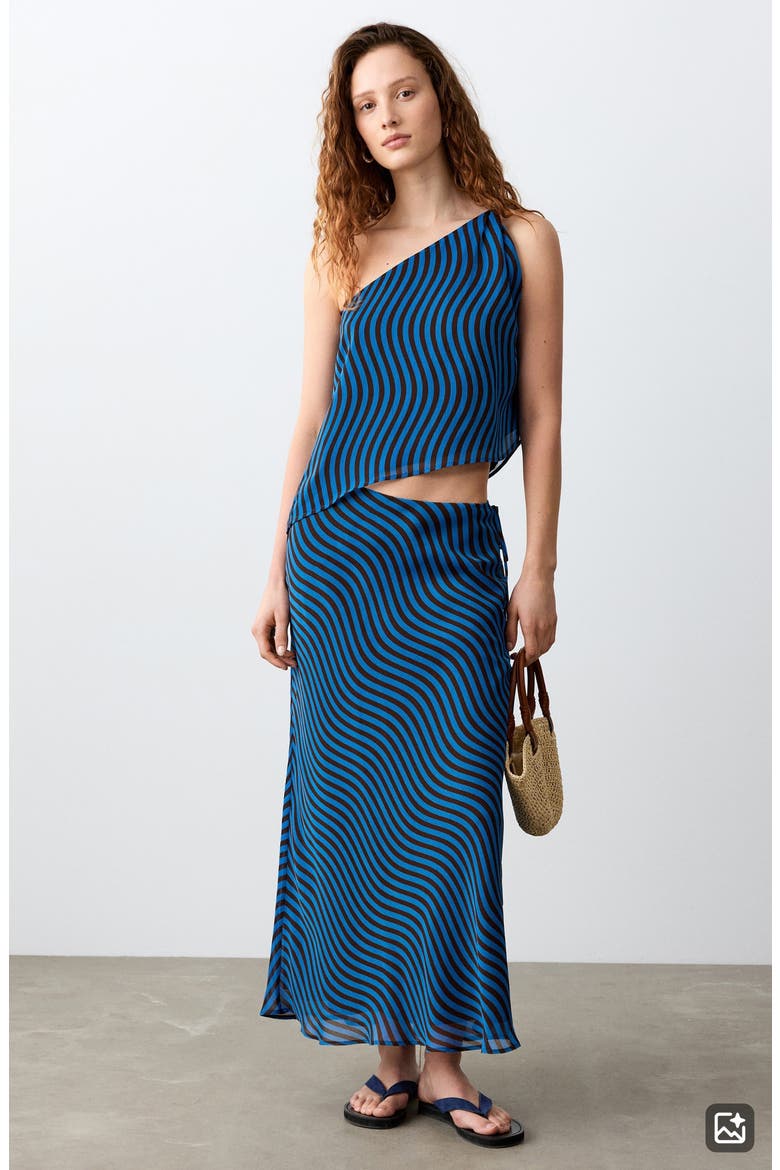 Wavy Stripe Asymmetrical Shell, Alternate, color, VIBRANT BLUE