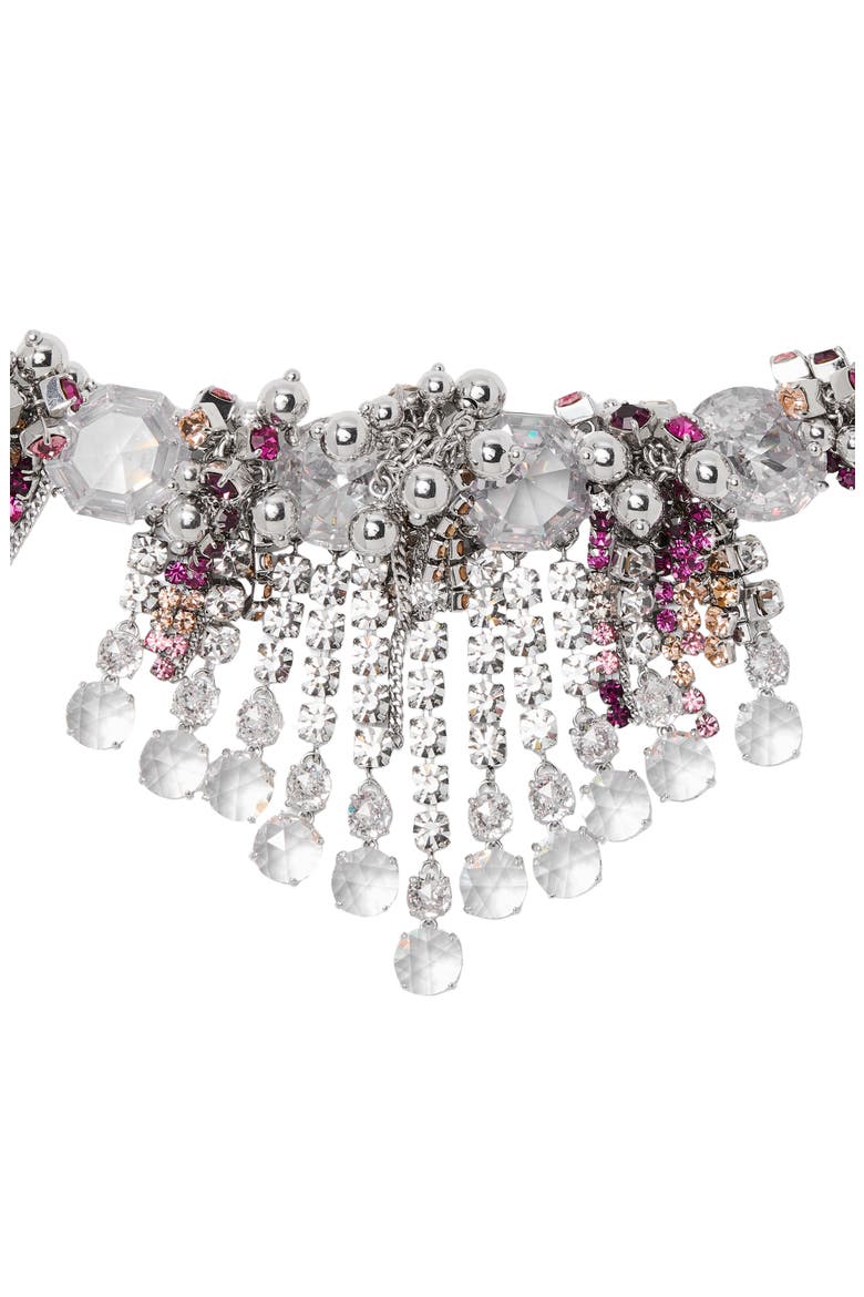 Opulence Statement Fringe Bib Necklace, Alternate, color, CLEAR/ MULTI