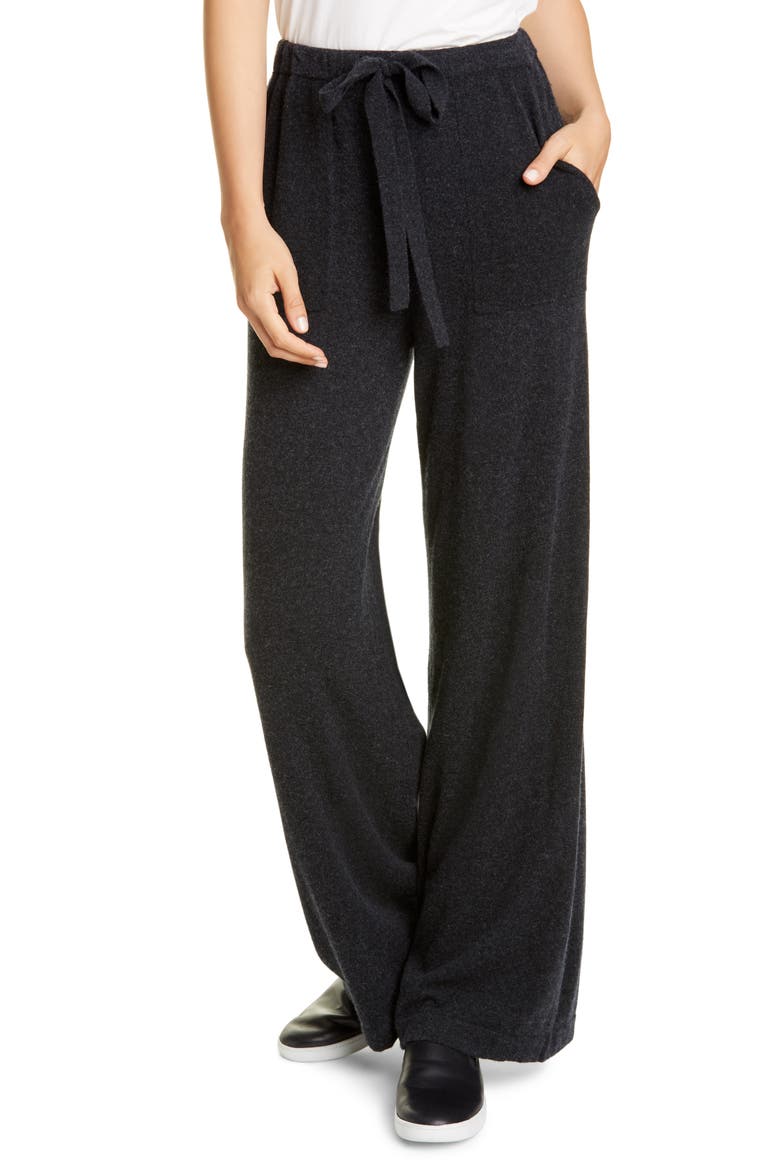 Wool & Cashmere Wide Leg Pants, Main, color, HEATHER CARBON