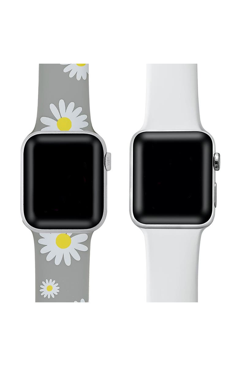The Posh Tech Assorted 2-Pack Daisy Print & Solid Silicone Apple Watch ...