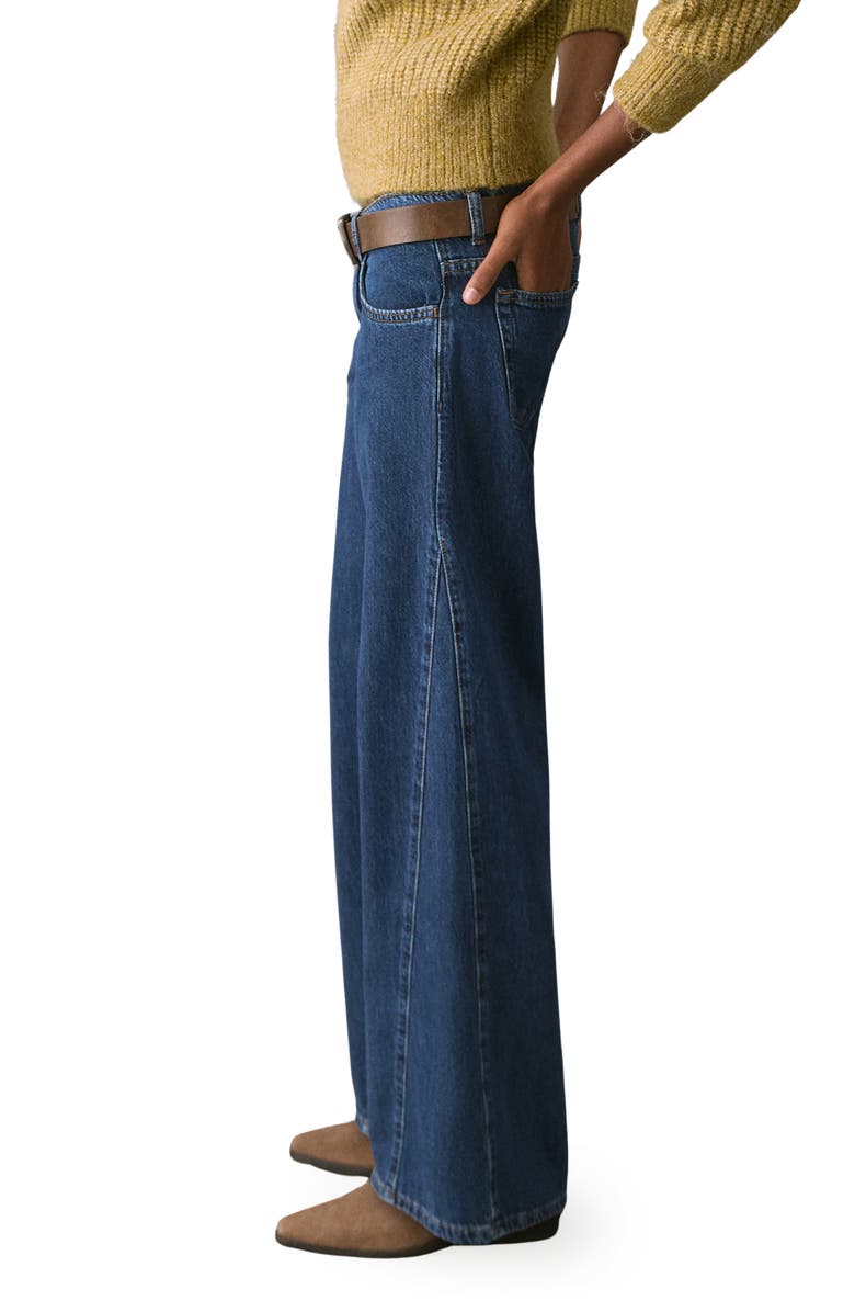 MANGO TEEN Twisted Seam Mid Rise Straight Leg Jeans, Alternate, color, Dark Blue