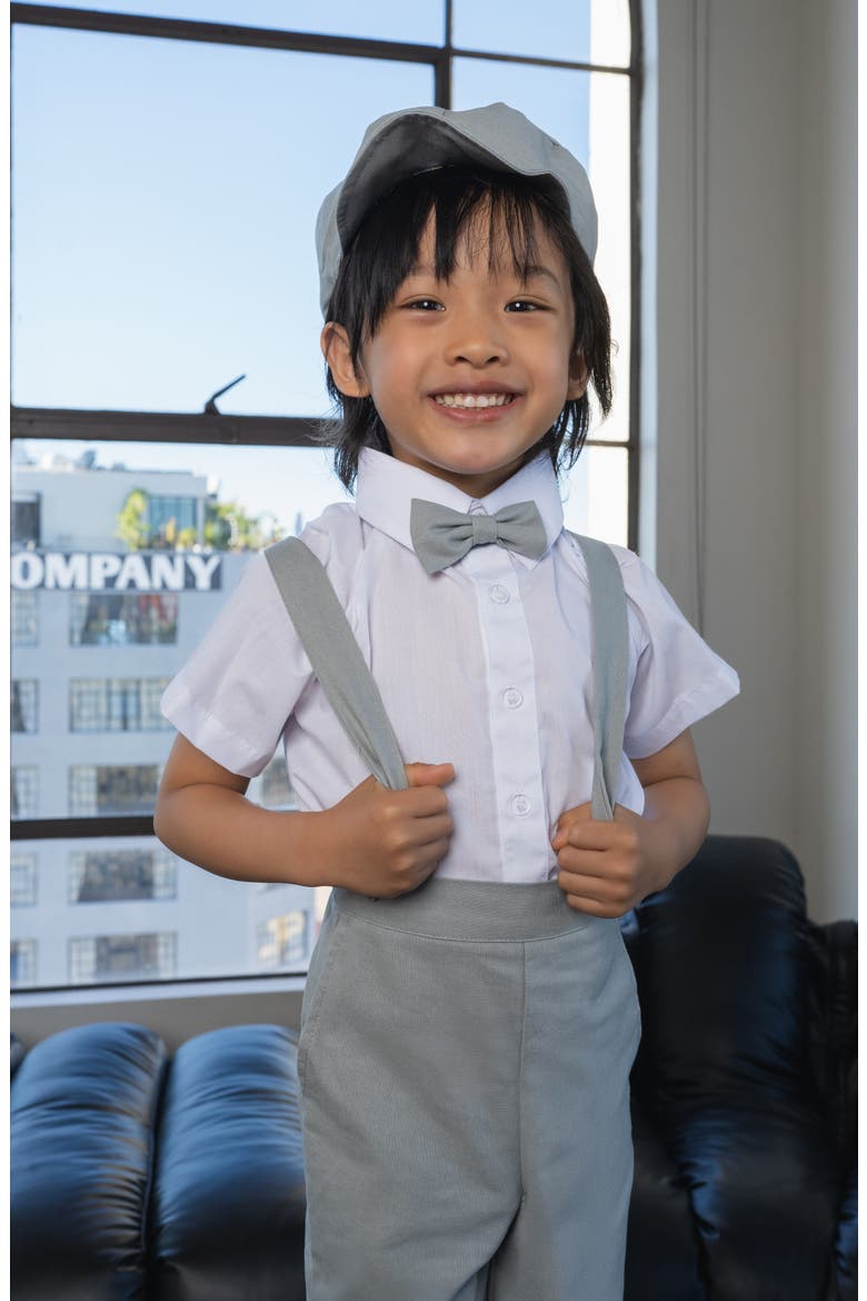 Kids' Eton Safari Linen Blend 5-Piece Suspender Suit Set, Alternate, color, HEATHER