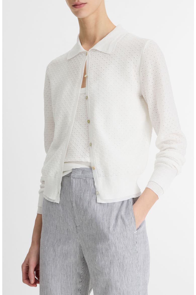 Double Layer Organic Cotton Blend Cardigan, Main, color, OPTIC WHITE