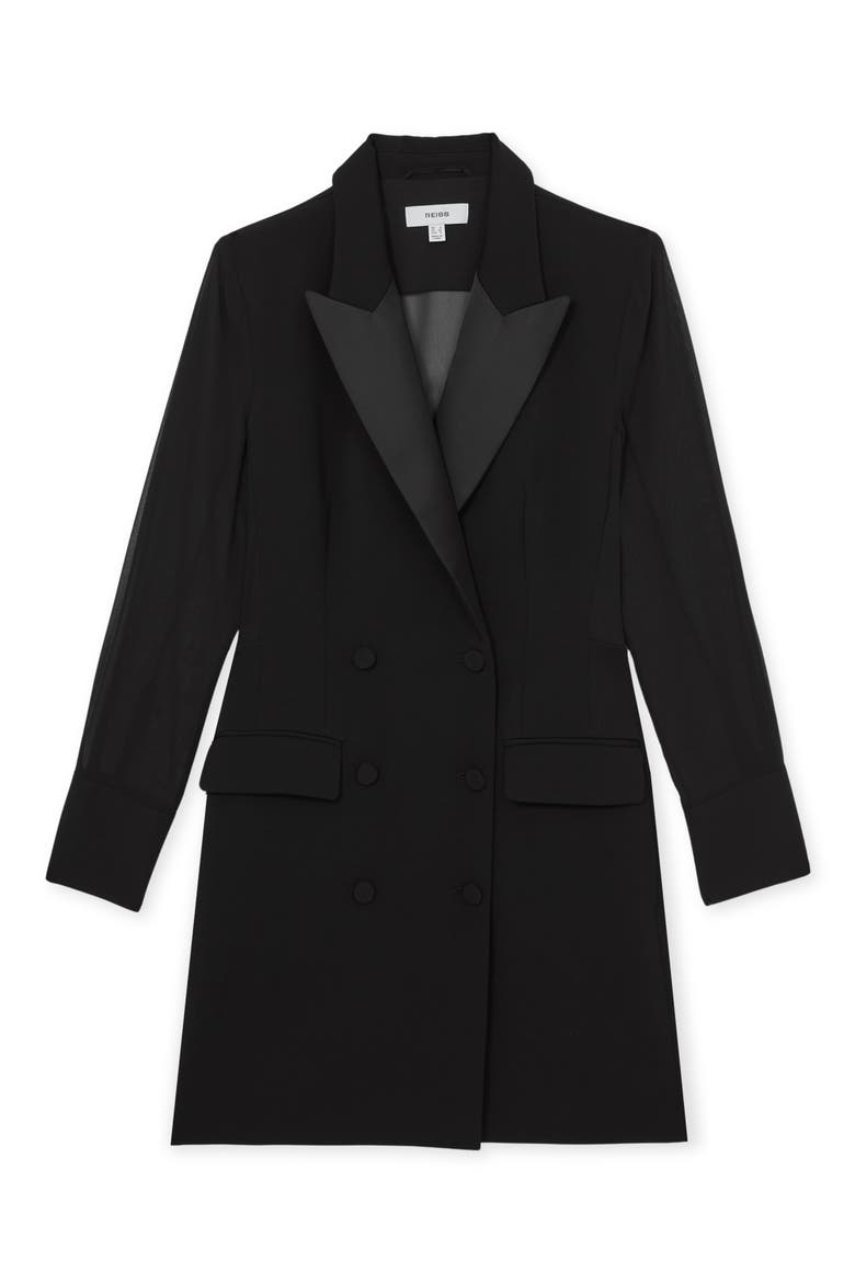 Adina Double Breasted Blazer Dress, Alternate, color, BLACK