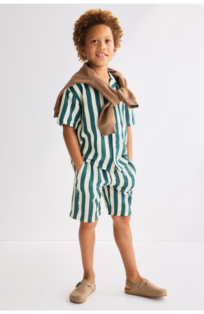 H&M 2-piece cotton muslin set, Alternate, color, Green/Beige Striped