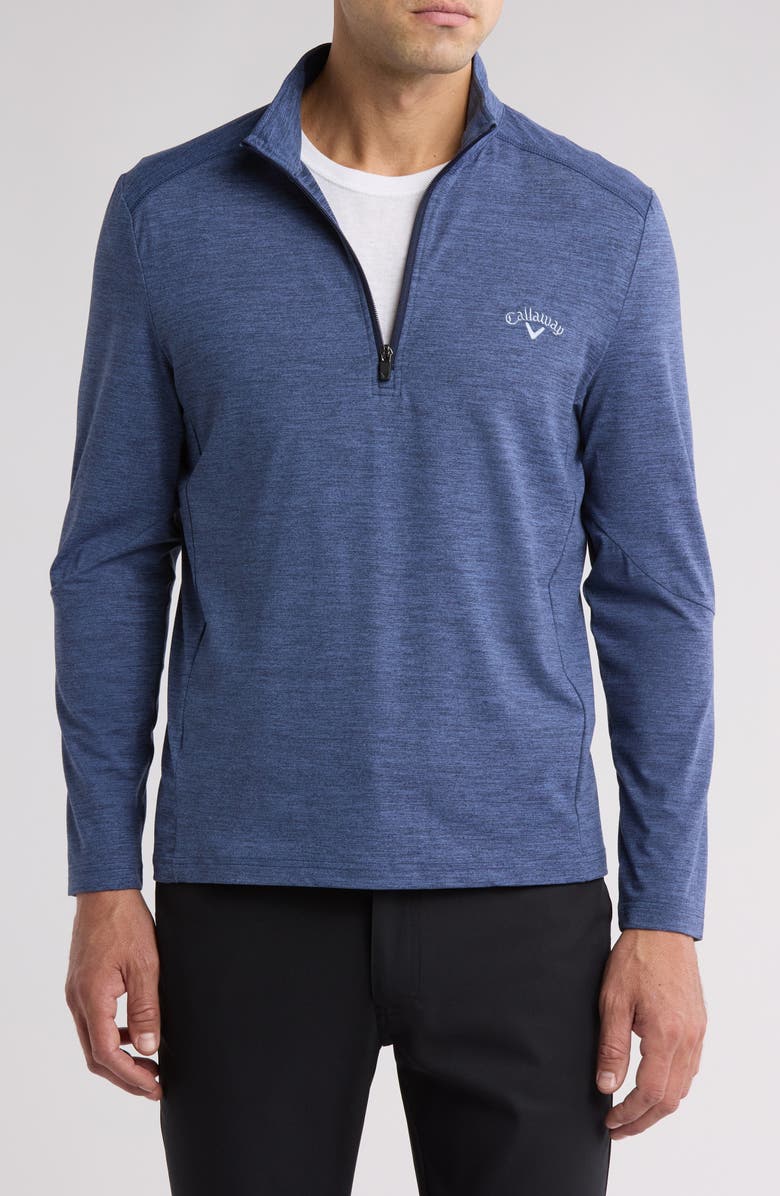 Callaway Golf<sup>®</sup> Lux Touch 1/4 Zip Long Sleeve Pullover, Main, color, Peacoat Heather